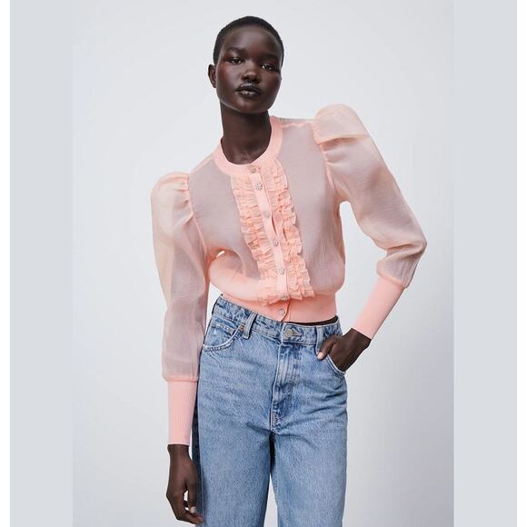 ZARA Semi-Sheer Top with Jewel Buttons NWT LAST ONE!!! - Picture 13 of 16